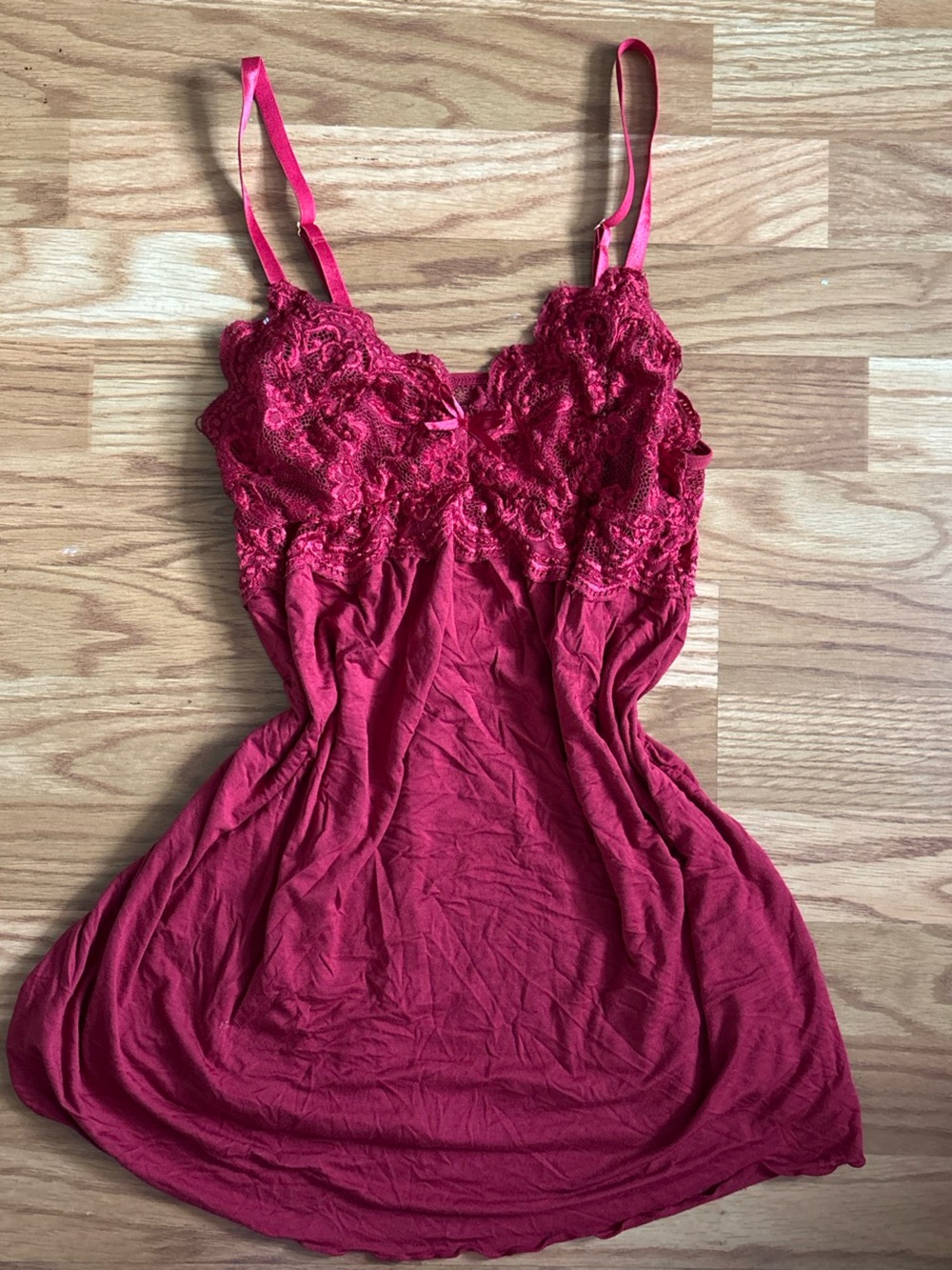 Red Lace Trim Slip Dress Size Small